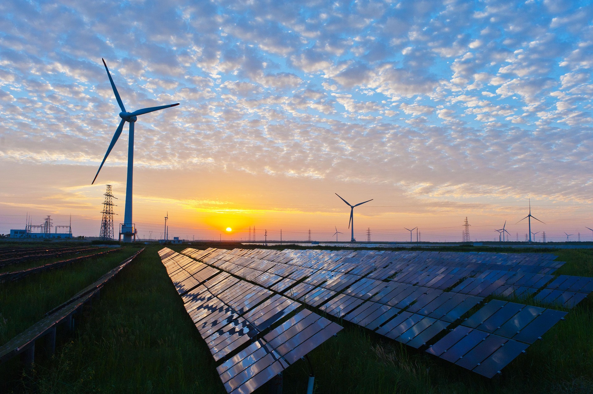 Abstract representation of solar energy growth and electrical grid integration