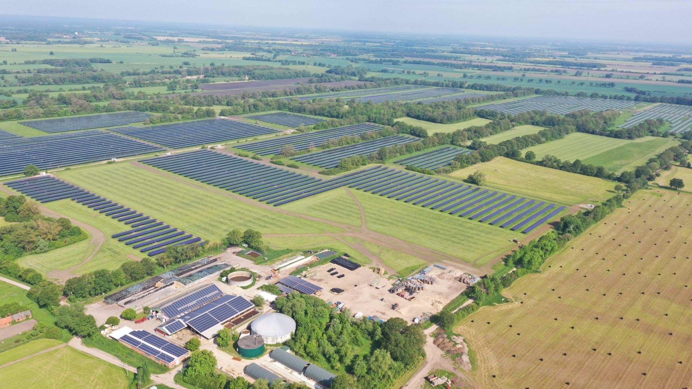 Large scale solar panels integrated with agricultural land in Germany