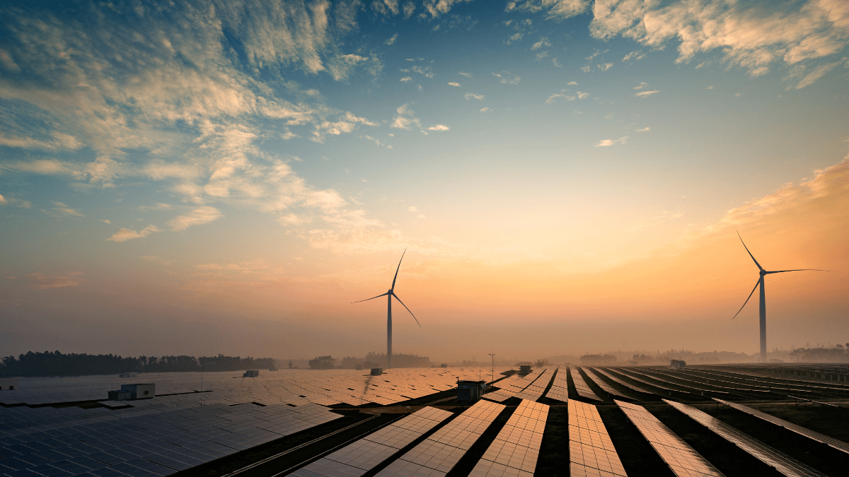 Abstract representation of solar energy investment and legal contract documentation in European market