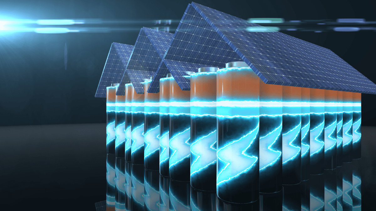 Large scale battery storage containers in a desert environment integrated with a solar farm