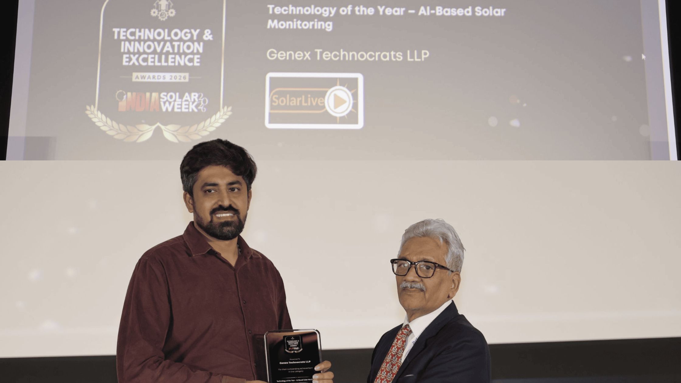 Digital graphic representing AI-based solar monitoring technology and data analytics