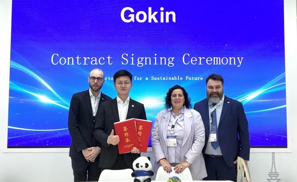 Gokin Solar booth at Intersolar Europe showcasing high-efficiency modules and recycling partnerships