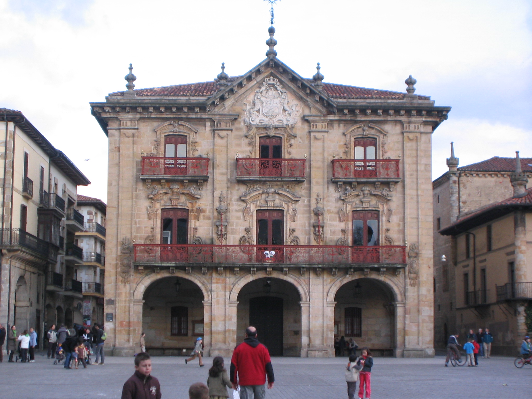 Solar panels installed on a community building roof in the Basque Country, Spain.