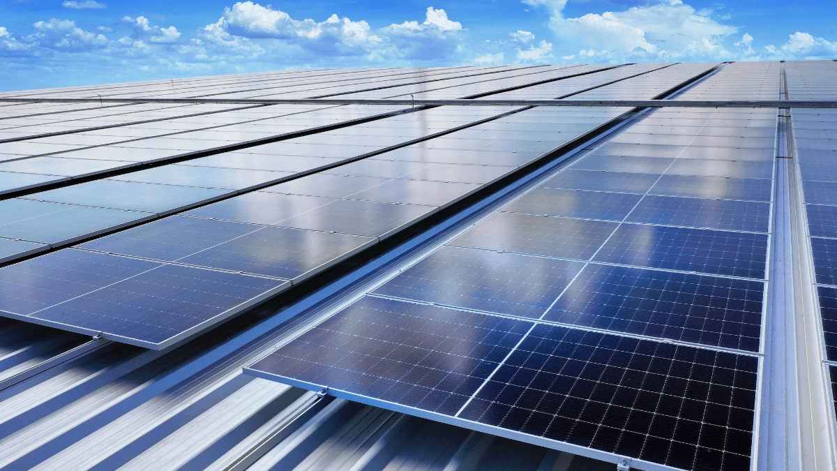 A generic solar rooftop installation on a commercial building